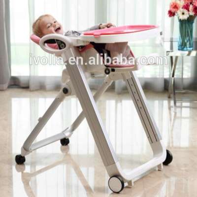 IVOLIA white frame pink cartoon feeding playing high chair with wheels