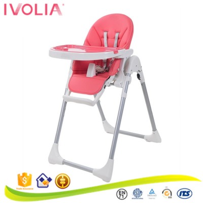 Foldable metal PU leather baby dining chair baby high chair booster chair